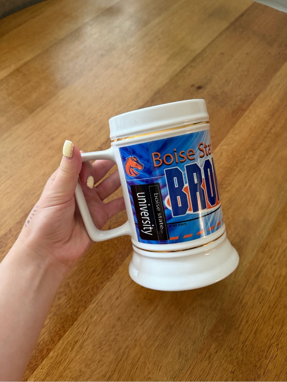 Y2K 2005 Boise State Broncos Blue/White Ceramic Beer Stein